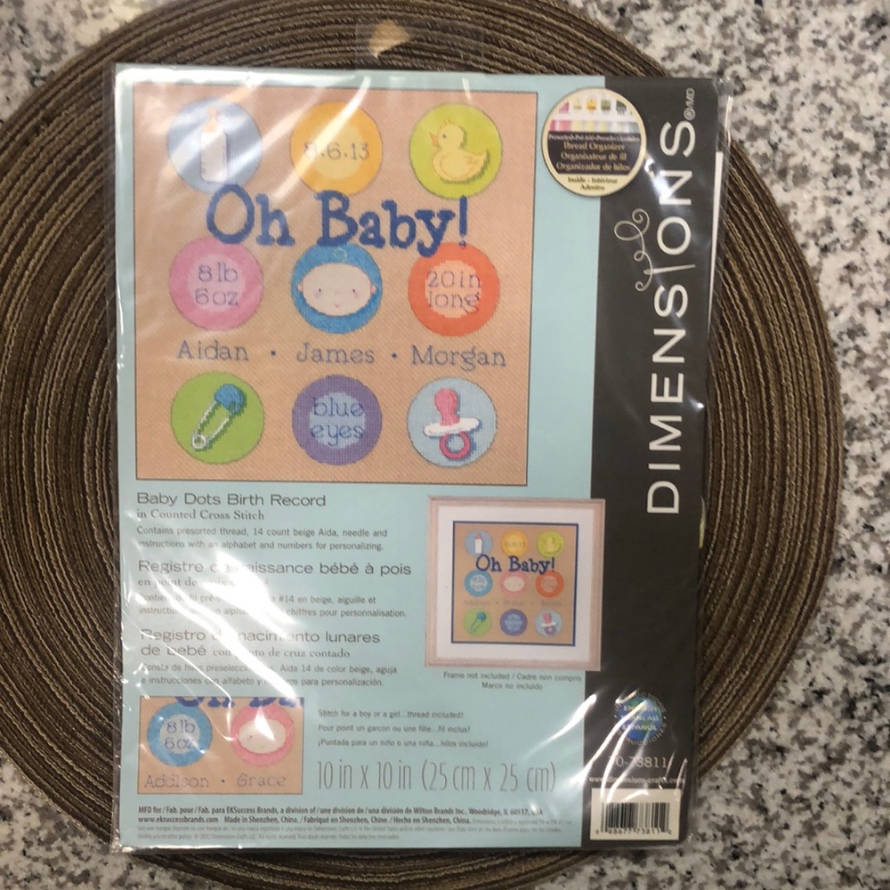 Dimensions Baby Dots Birth Record in Counted Cross Stitch